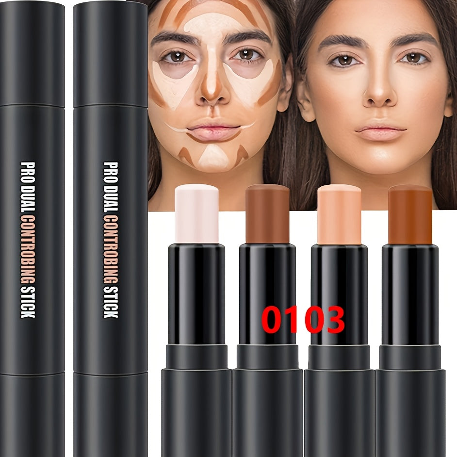 2 Pack Contour Stick Makeup Set Concealer Highlighter with Squalane
