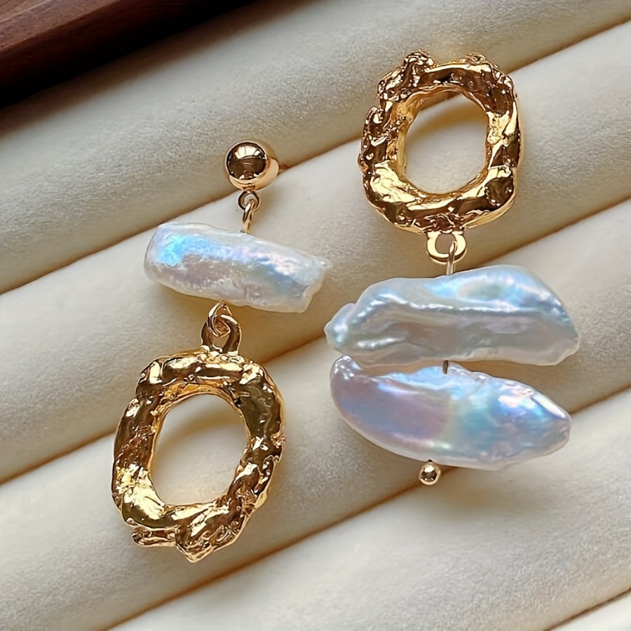 Boho uslubidagi yangi suv barokko marvaridli quloq uzuklari, tabiiy oq Biwa marvaridi bilan, dekabr tug'ilgan toshi uchun mukammal, bohem uslubidagi bayram modasi, qoplamasiz, har kuni kiyish uchun yoki Sevishganlar kuni sovg'asi sifatida ajoyib.