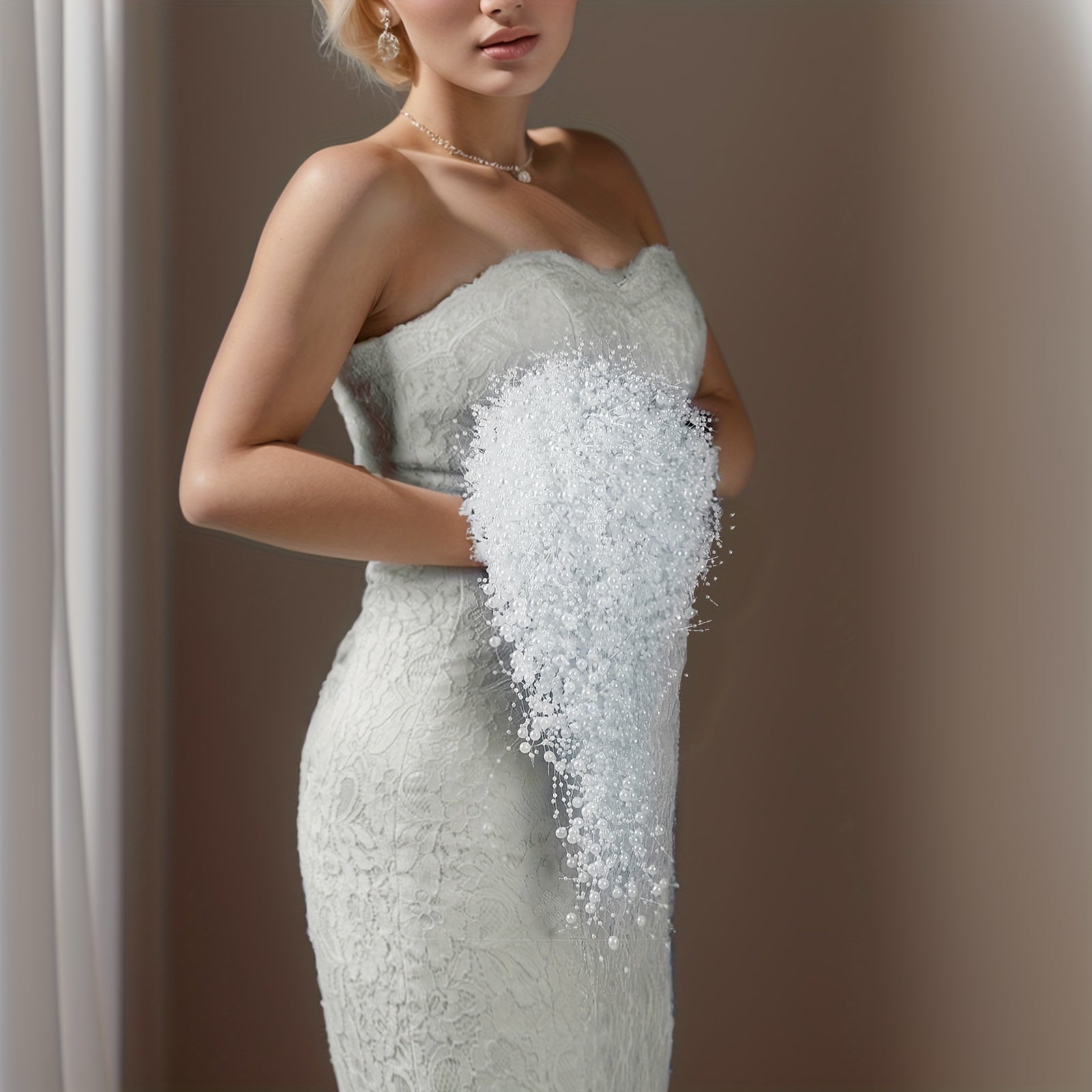 To'y va rasmiy tadbirlar uchun oq marvarid to'quv to'plami