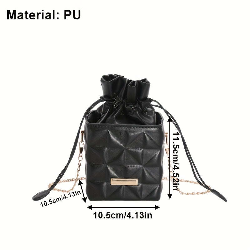 Small Square Bag with Diamond Grid Pattern Chain Strap PU Mini Bag for Women