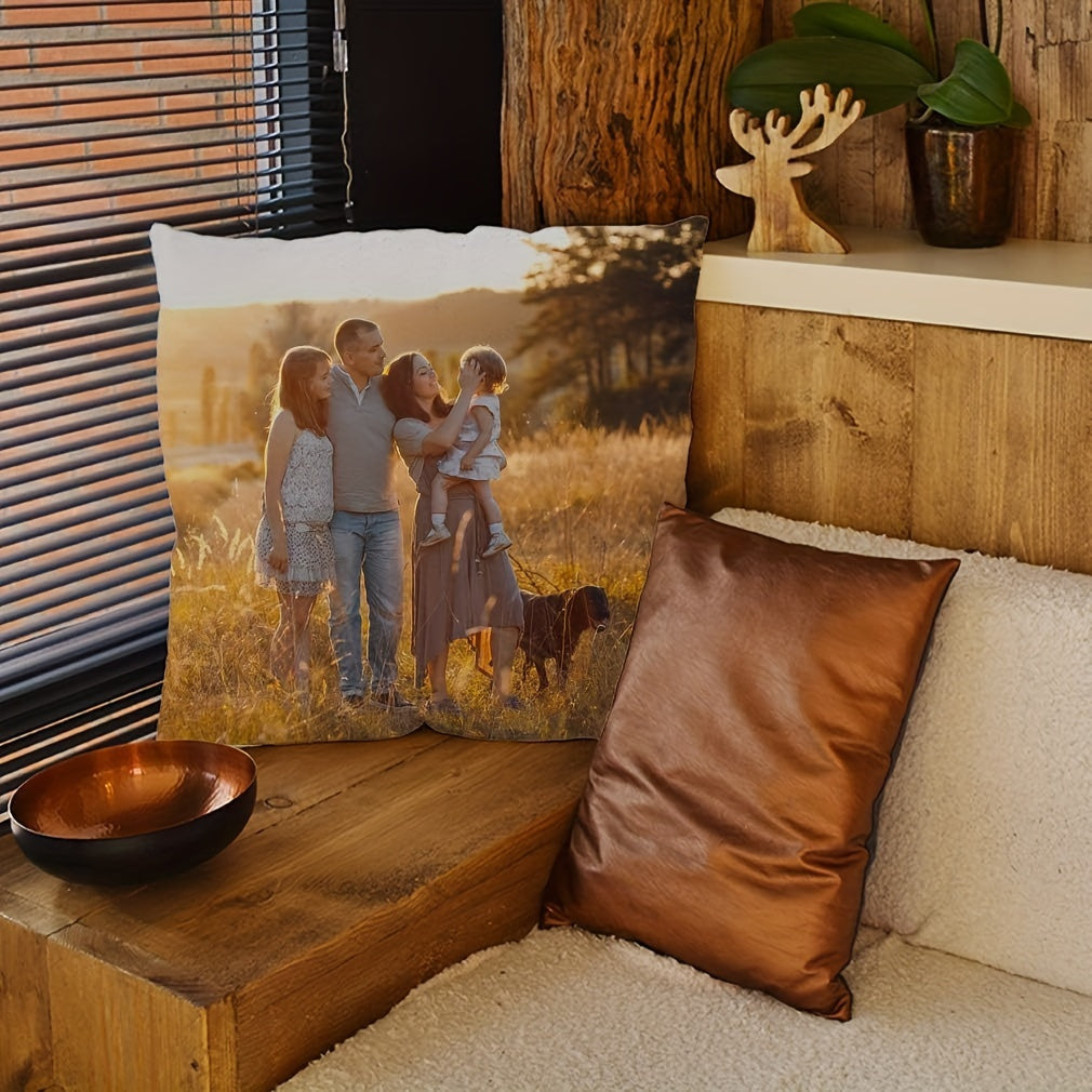 Custom Photo Pillow Cover 45.72x45.72 cm Knitted Polyester Cushion Cover for Couples and Gifts
