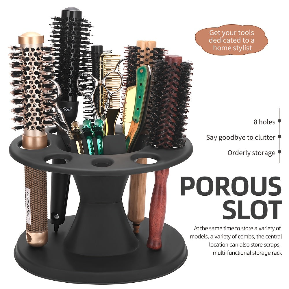 Round Hair Brush Organizer Plastic with Multiple Compartments for Salon and Home Use