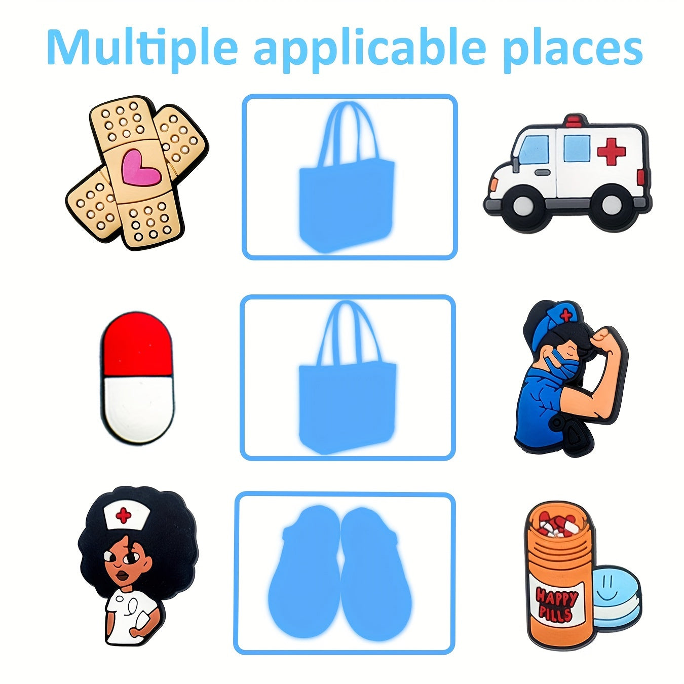 25-to'plam tibbiy poyabzal charm'lari PVC hamshira sog'liqni saqlash ikonlari poyabzal aksessuarlari