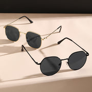 Oval Metal Frame Anti-Reflective Glasses Set of 2 for Women Casual Outdoor Sports