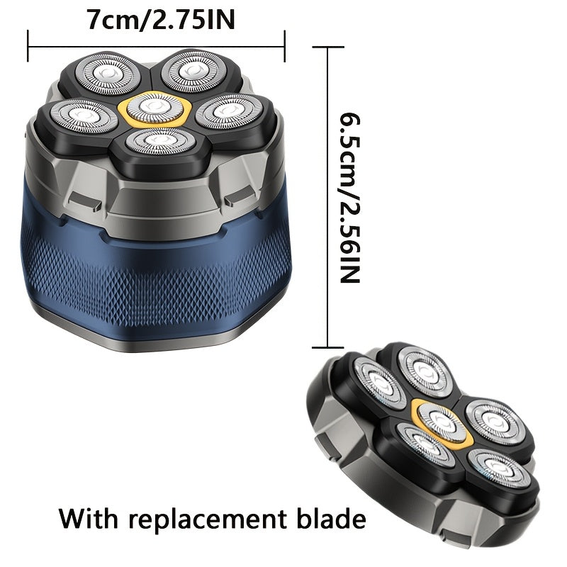 Беспроводной электробритва для мужчин, вращающаяся с 6 скоростями, с запасной лезвием