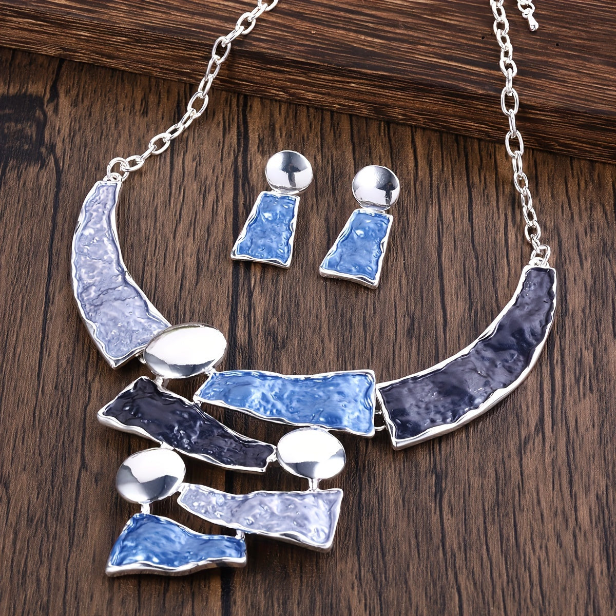 Multi-Color Retro Geometric Boho Jewelry Sets Earrings Necklace Women
