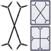 Set of 2 Adjustable Bed Sheet Holder Straps with Crisscross Design and Elastic Bands