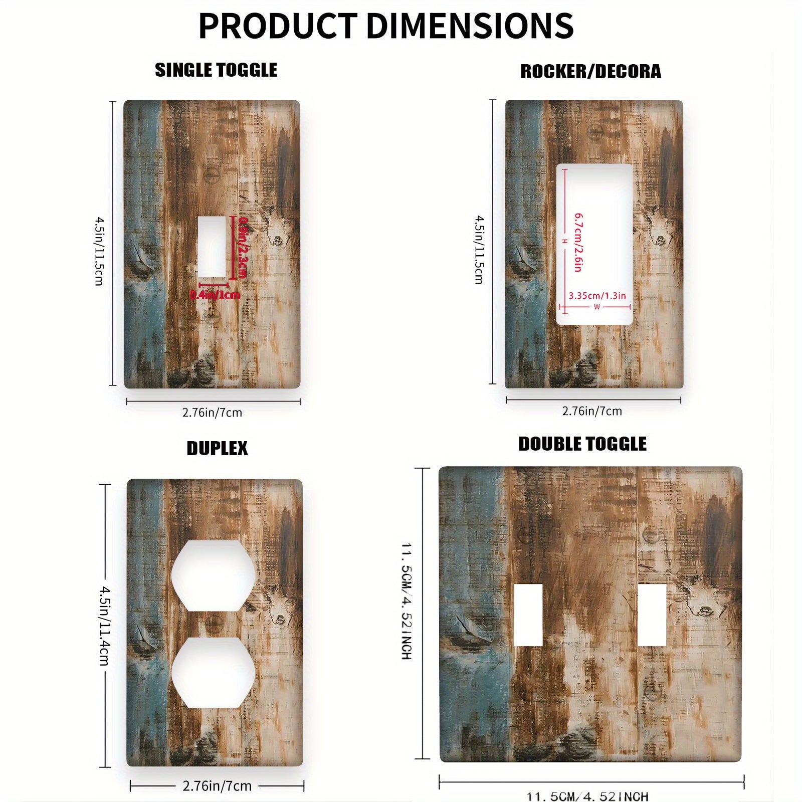 Rustic Brown Wood Light Switch Cover Distressed Animal Print Farmhouse Decor