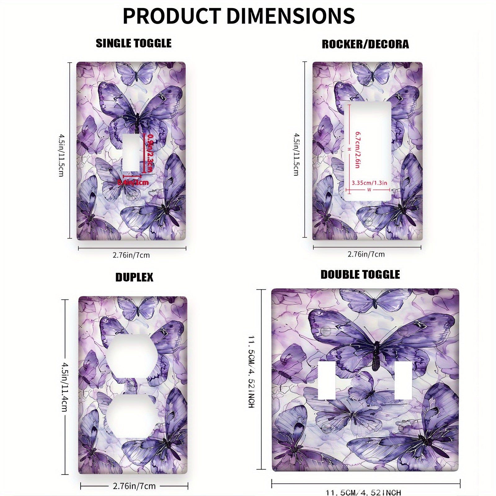 Purple Butterfly Light Switch Cover for Bathroom and Bedroom Easy to Install