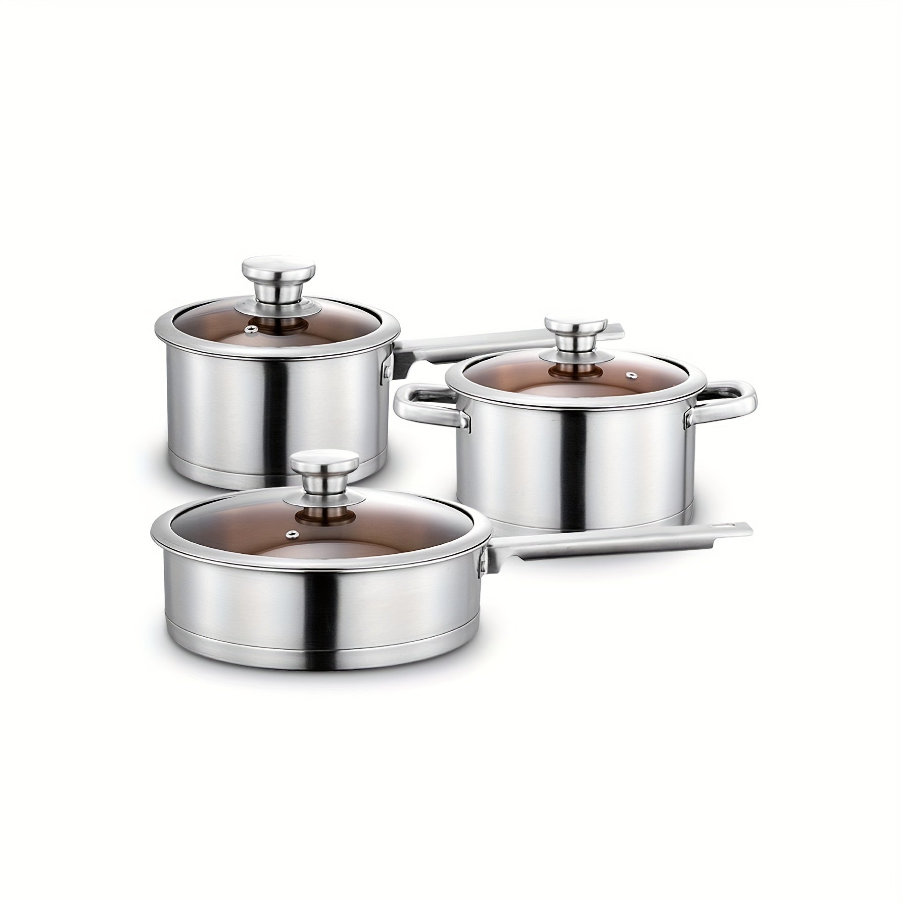 Stainless Steel Kitchen Utensil Set with Pot Frying Pan and Milk Pot