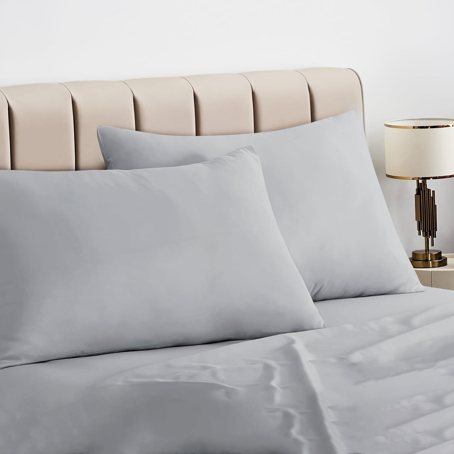 Waterproof Stain-Proof Pillow Protector Cover Gray Bed Pillow Cover