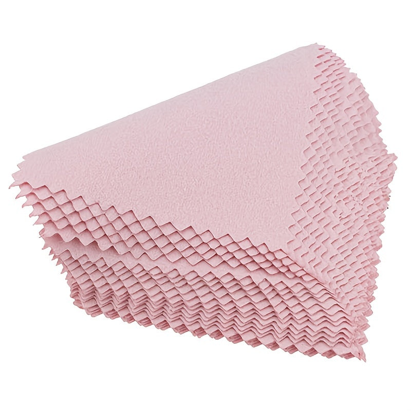 Pink Microfiber Cleaning Cloths for Silver Jewelry Shine Pack of 50