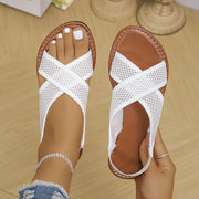 Women's Mesh Flat Sandals Open Toe Summer Shoes Lightweight Ankle Strap