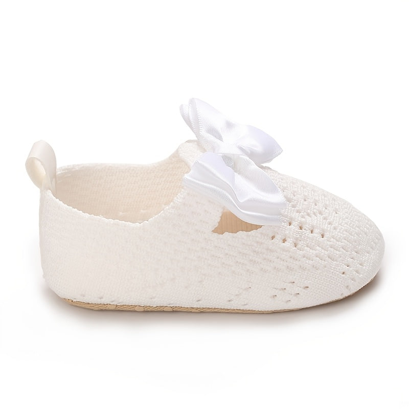 Zapatos para bebés que caminan rosa, blanco, beige, con lazo, casual, primavera, otoño, tela, slip-on
