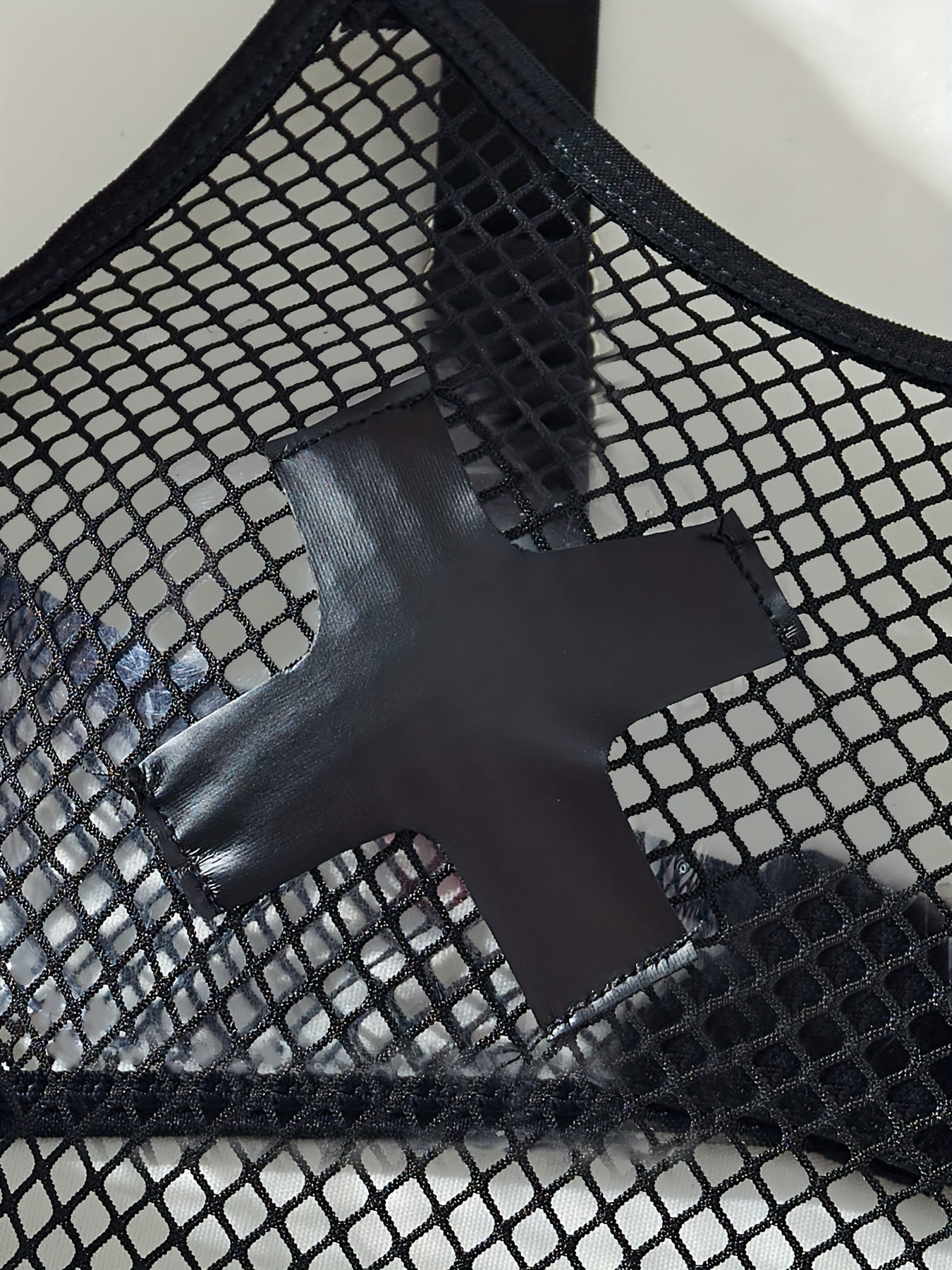 Black Mesh Bodysuit for Women with Bow Detail and Adjustable Straps