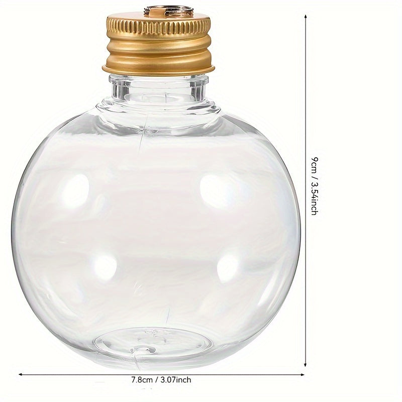 Christmas Ball Light Bulb-Shaped Round Bottles with Golden Hanging Rings for Gift Packaging and Holiday Decor