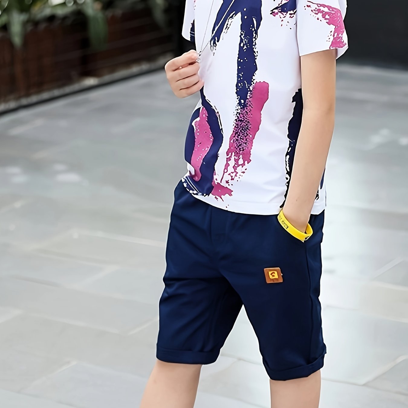 Boys Summer Sportswear Set Cotton Letter Print Shorts T-Shirt Casual Outdoor