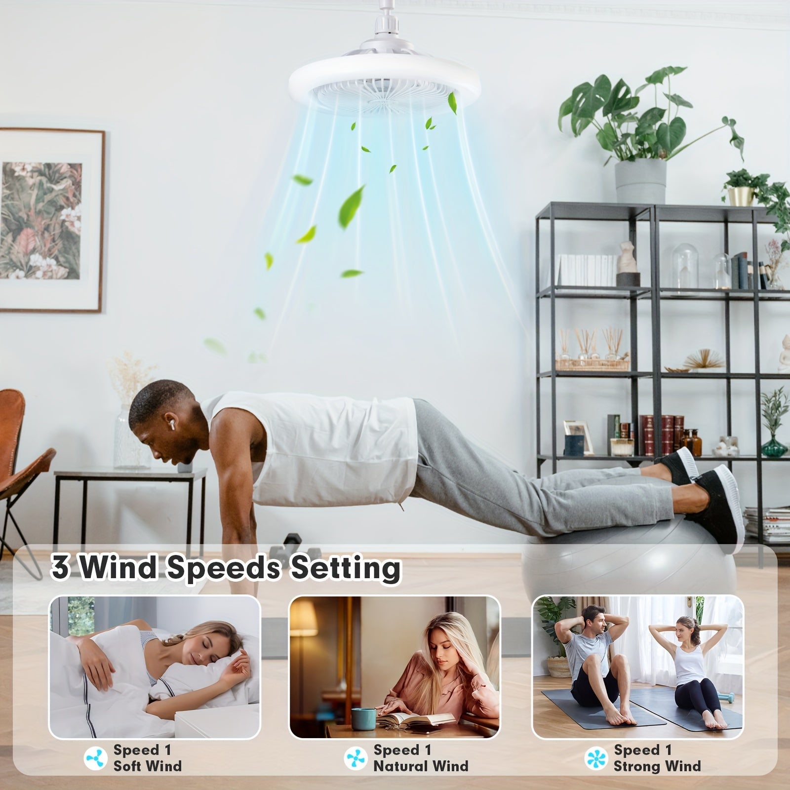 Цветовая меняющаяся светодиодная потолочная вентилятора с затемнением и пультом дистанционного управления