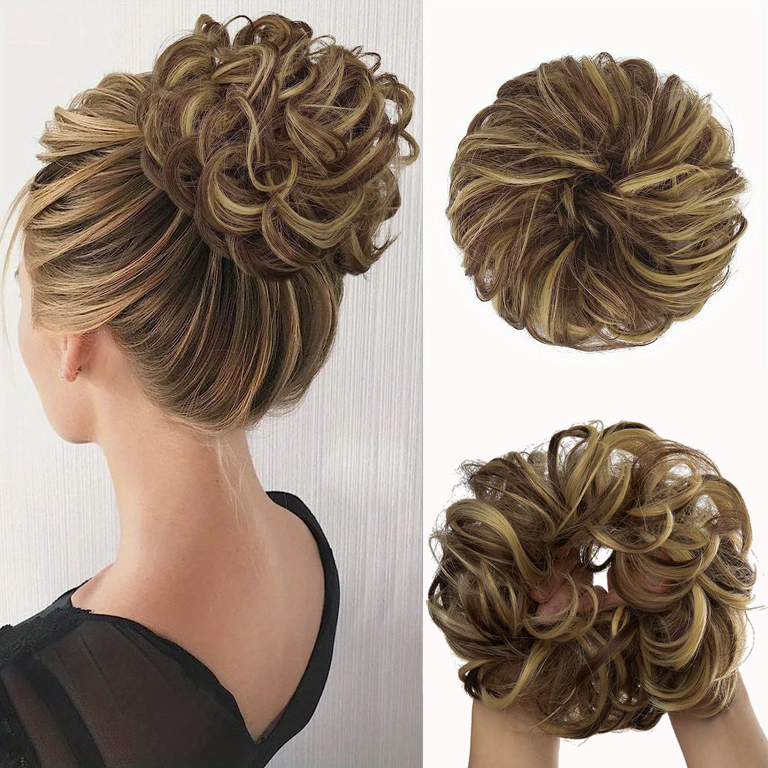 Women's Synthetic Curly Hair Bun Extentions for Thin Hair