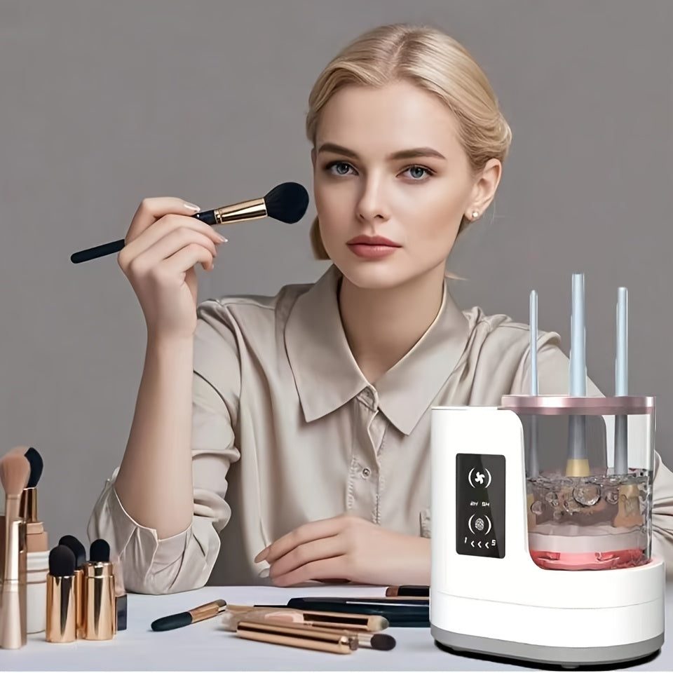 Electric Makeup Brush Cleaner with Quick Drying Timer USB Rechargeable Wet and Dry Separation