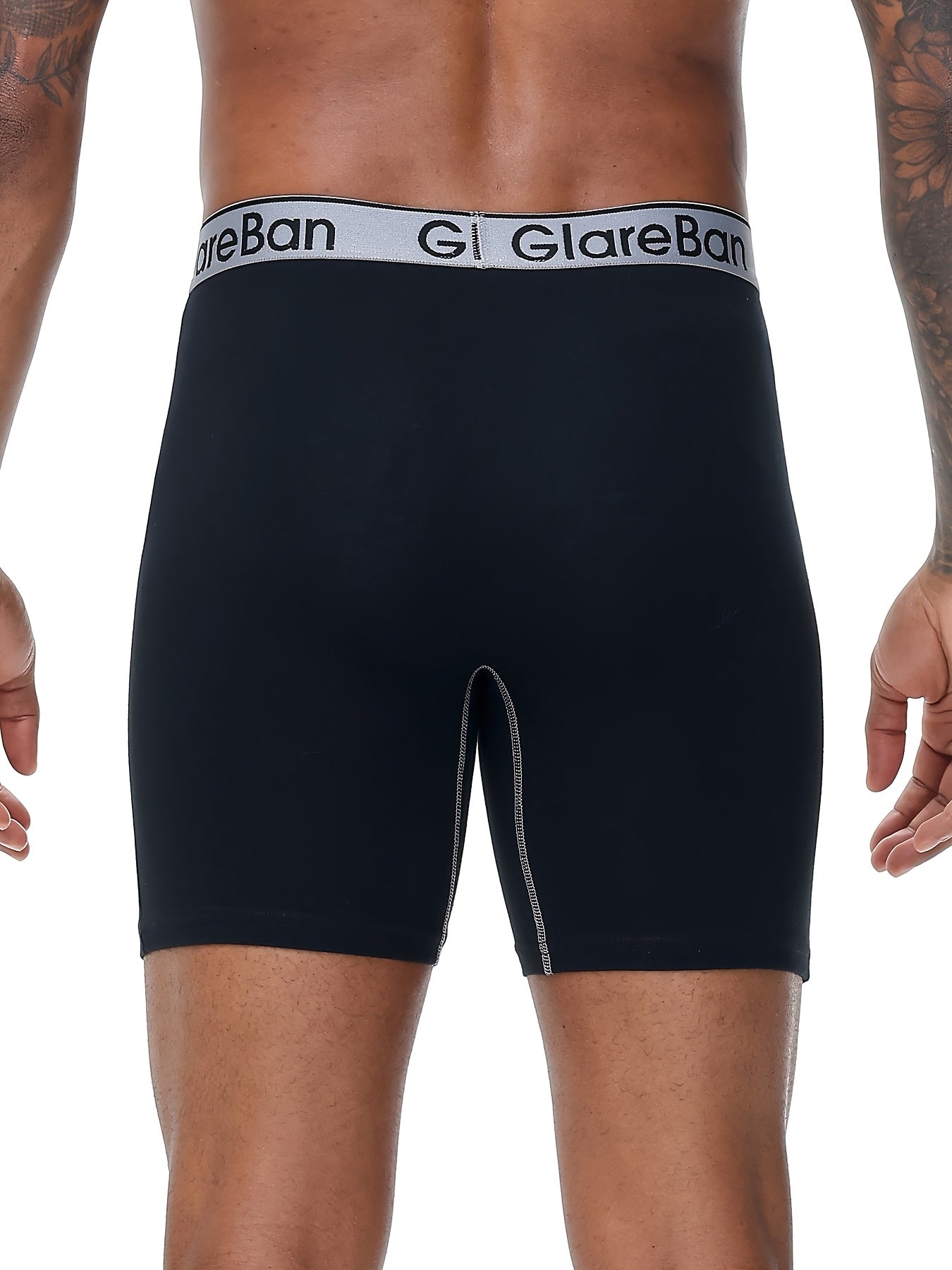 Men's Cotton Mid-Long Boxer Shorts 4-Pack Comfortable Underwear Solid Color