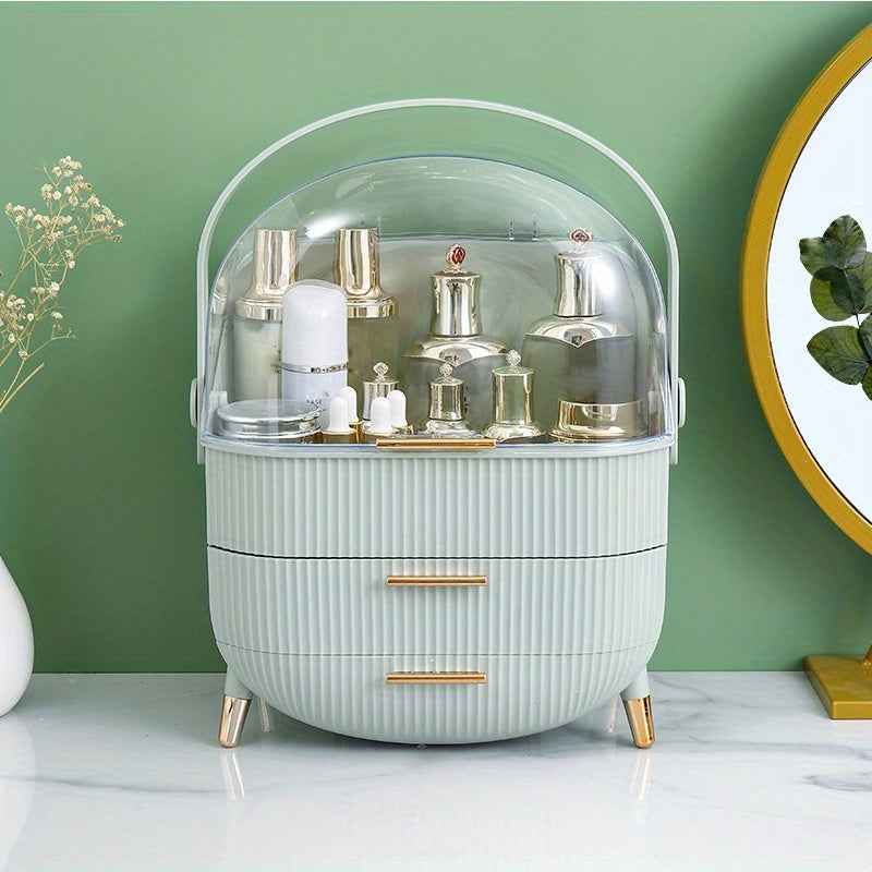 Vanity Organizer with Mirror and Compartments for Makeup Storage