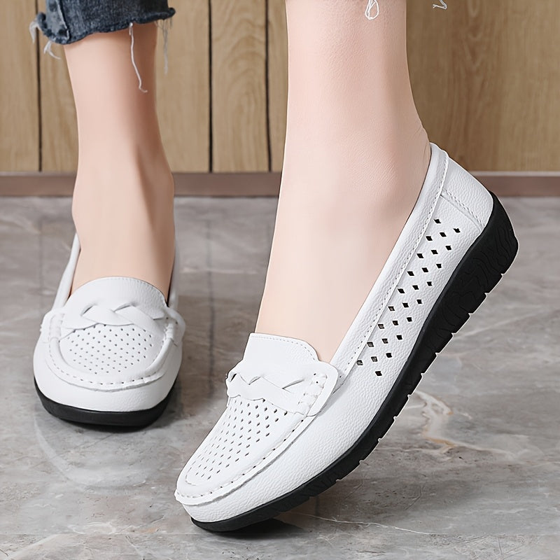 Ayollar uchun nafas oluvchi sintetik slip-on kundalik sport poyabzali, past top yozgi poyabzal