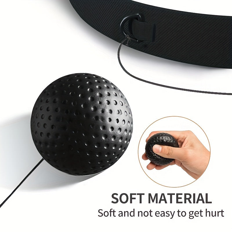 Boxing Reflex Ball Set for Adults and Teens Adjustable Headband Hand Wraps Carry Bag Red Black