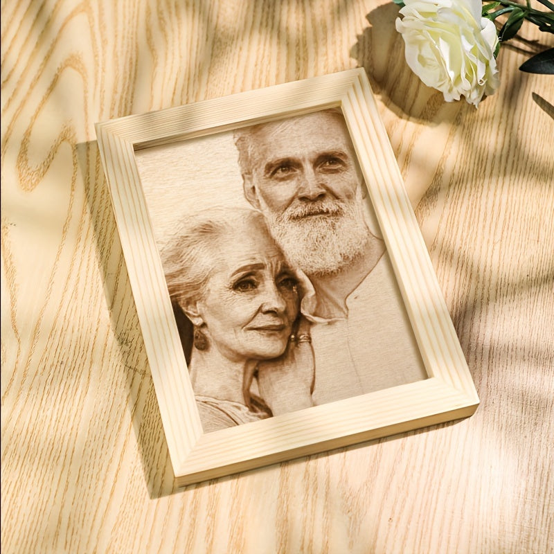 Engraved Wooden Photo Frame for Couples Personalized Picture Holder for Wedding Anniversary Valentine Gift