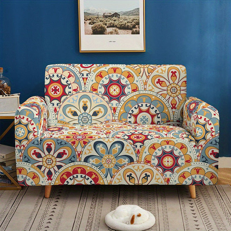 Bohemian Milk Printed Sofa Slipcover for Living Room Bedroom Office Non-Slip