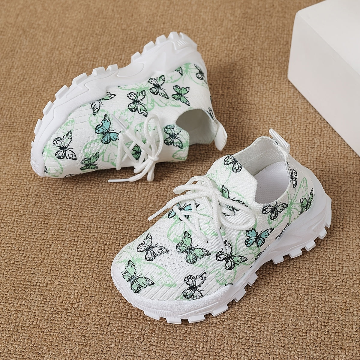 Girls Boys Toddler Butterfly Pattern Casual Sneakers Non-slip Fabric Low Top Running Hiking Outdoor