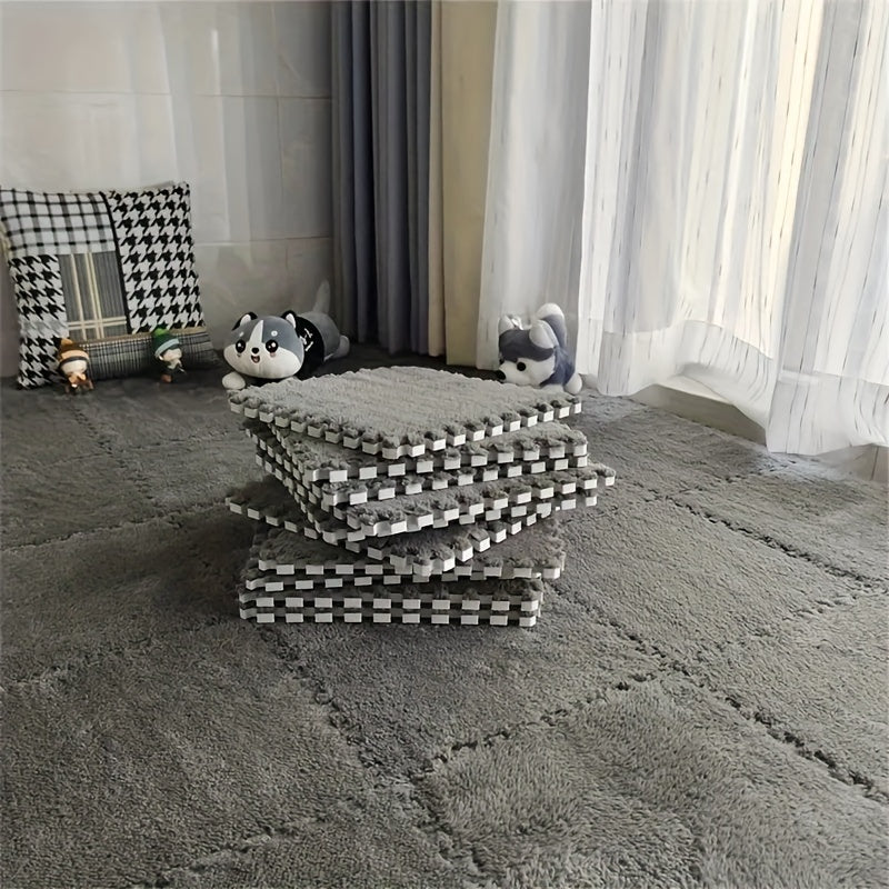 Interlocking Carpet Tiles for Nursery and Living Rooms 100% Polyester Soft Foam Pad