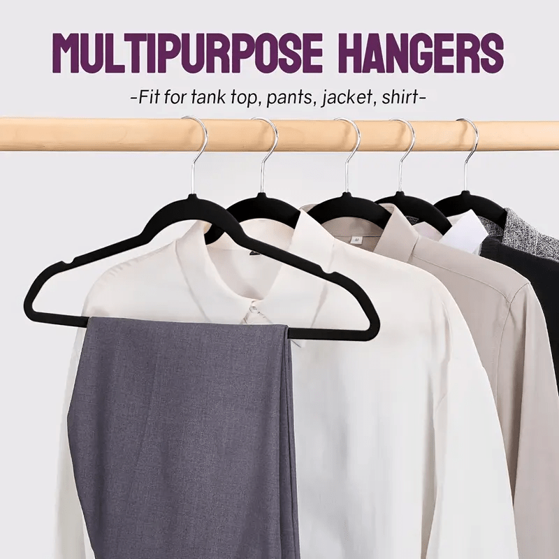 Heavy-Duty Black Velvet Hangers Bundle Includes 5 10 20 or 30 Non-Slip Nano Coated for Coats Pants Dresses