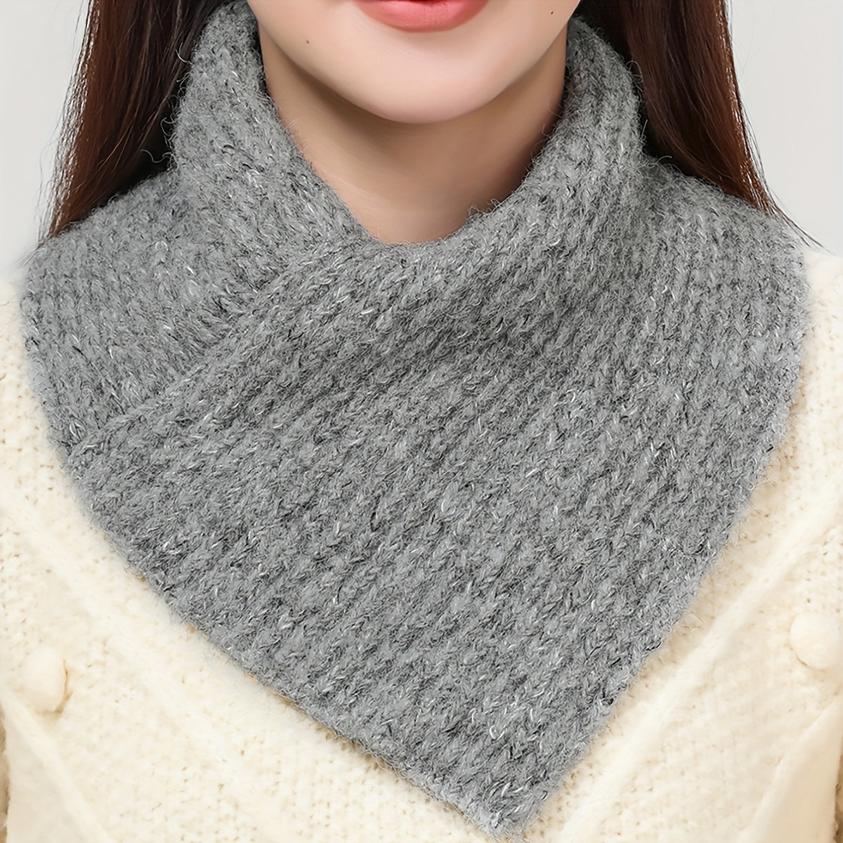 Women’s Turtleneck Gaiter with Striped Knit Details Cozy Winter Neck Cover Windproof Elasticity