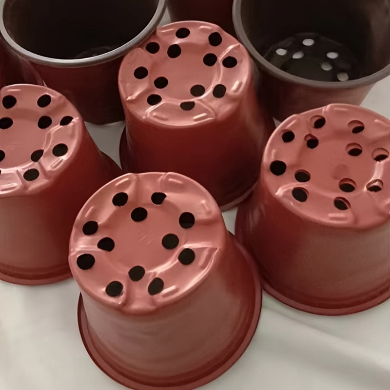 100pcs Two-Color Plastic Seedling Flower Pots with Drainage Holes for Nursery and Garden