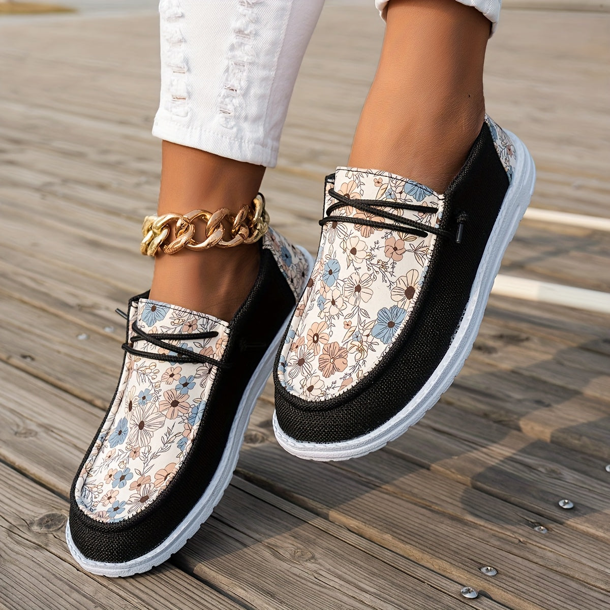 Women's Loafers Casual All-Season Slip-On Flats with Elastic Laces