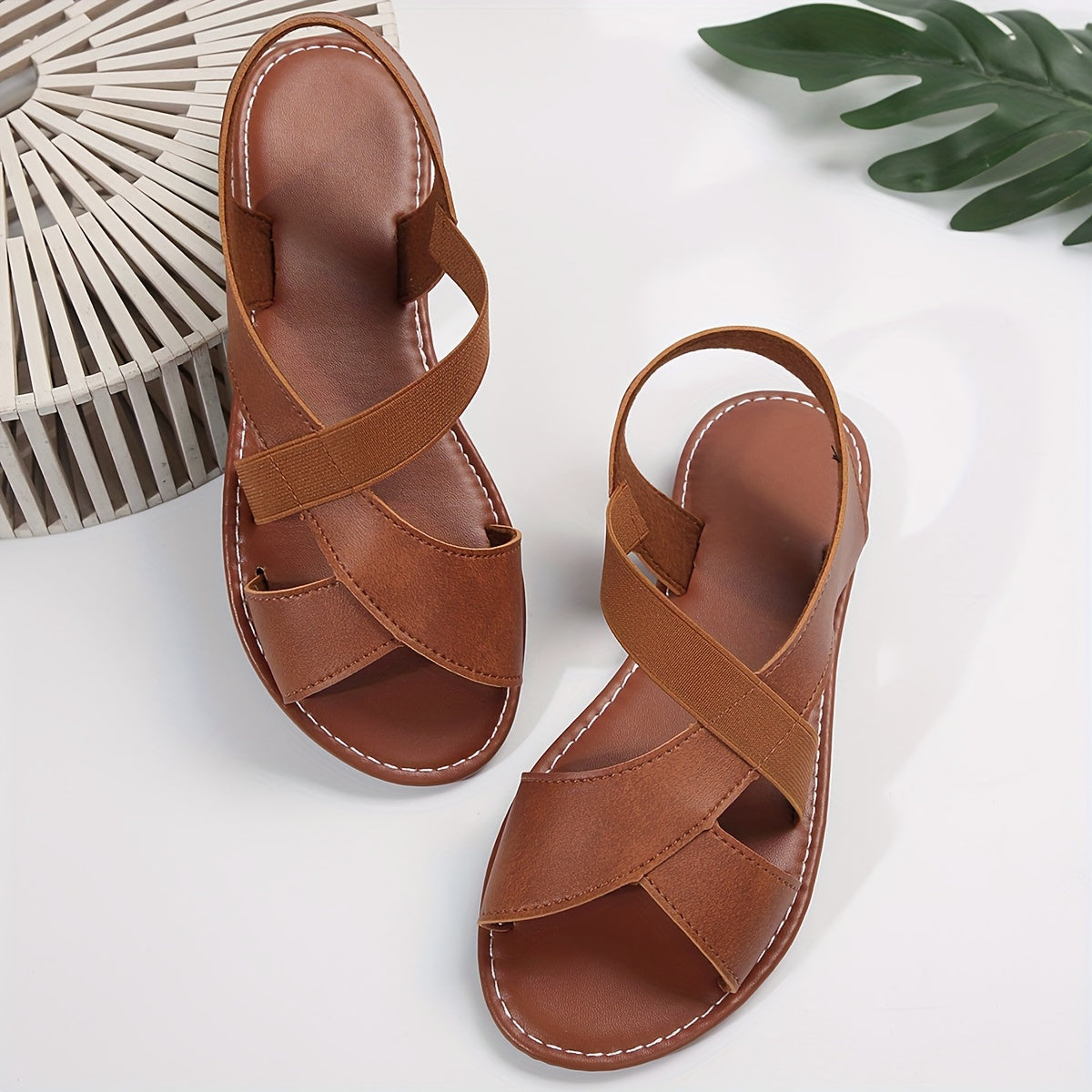 Women's Open Toe Fish Mouth Style Sandals with Chain Accent and Rubber Sole