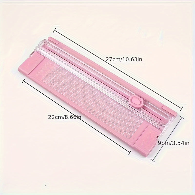 Compact A4 Paper Cutter with Ruler Dual-Direction for Photos and Stationery in Pink Blue Green Purple Black