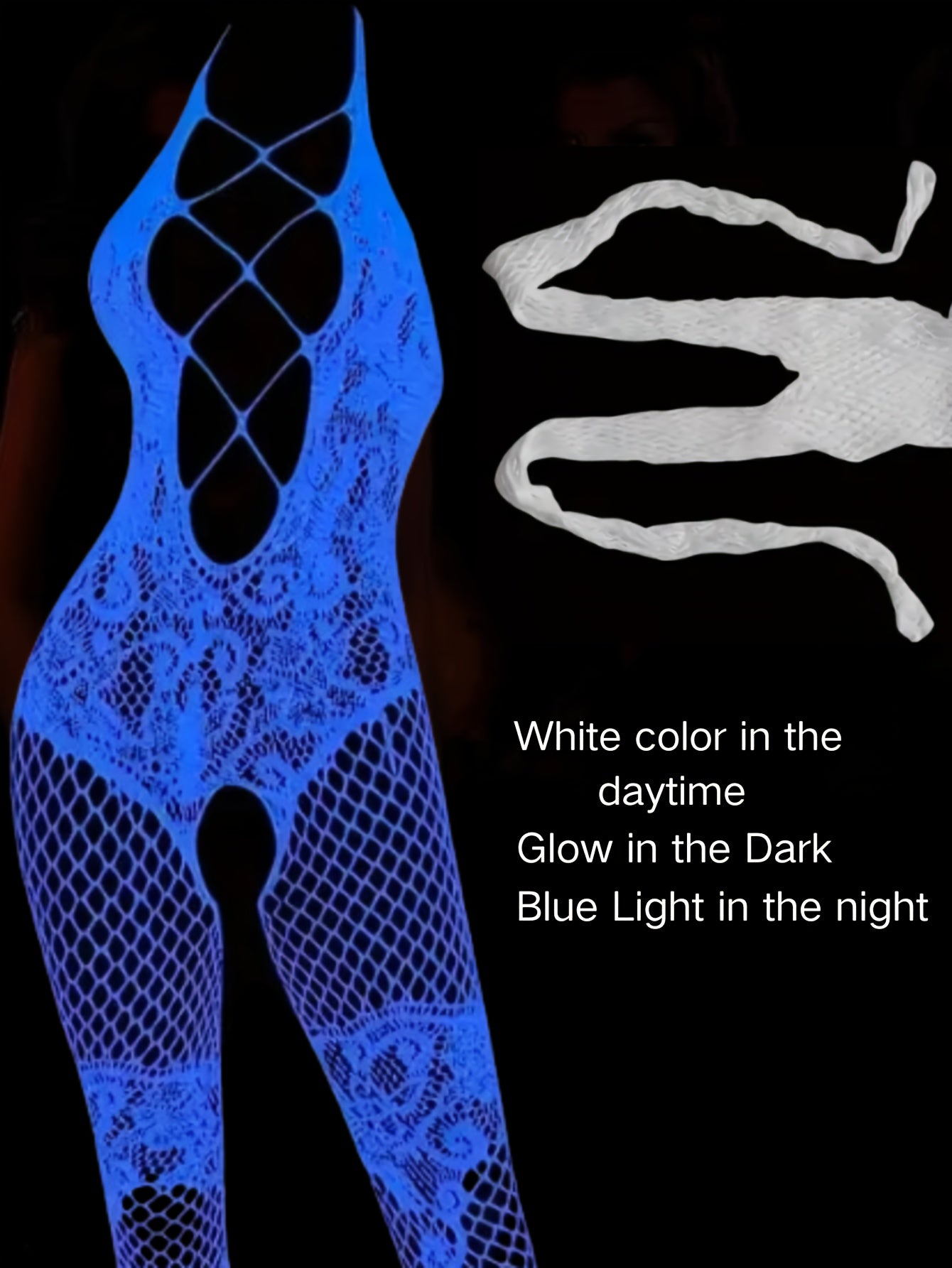 Plus Size Lace Bodysuit with Hollow-Out Knit Straps High Stretch Sexy Style