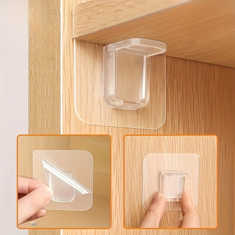 4pcs Adjustable No-Drill Plastic Closet Shelf Dividers with Transparent Adhesive Pads