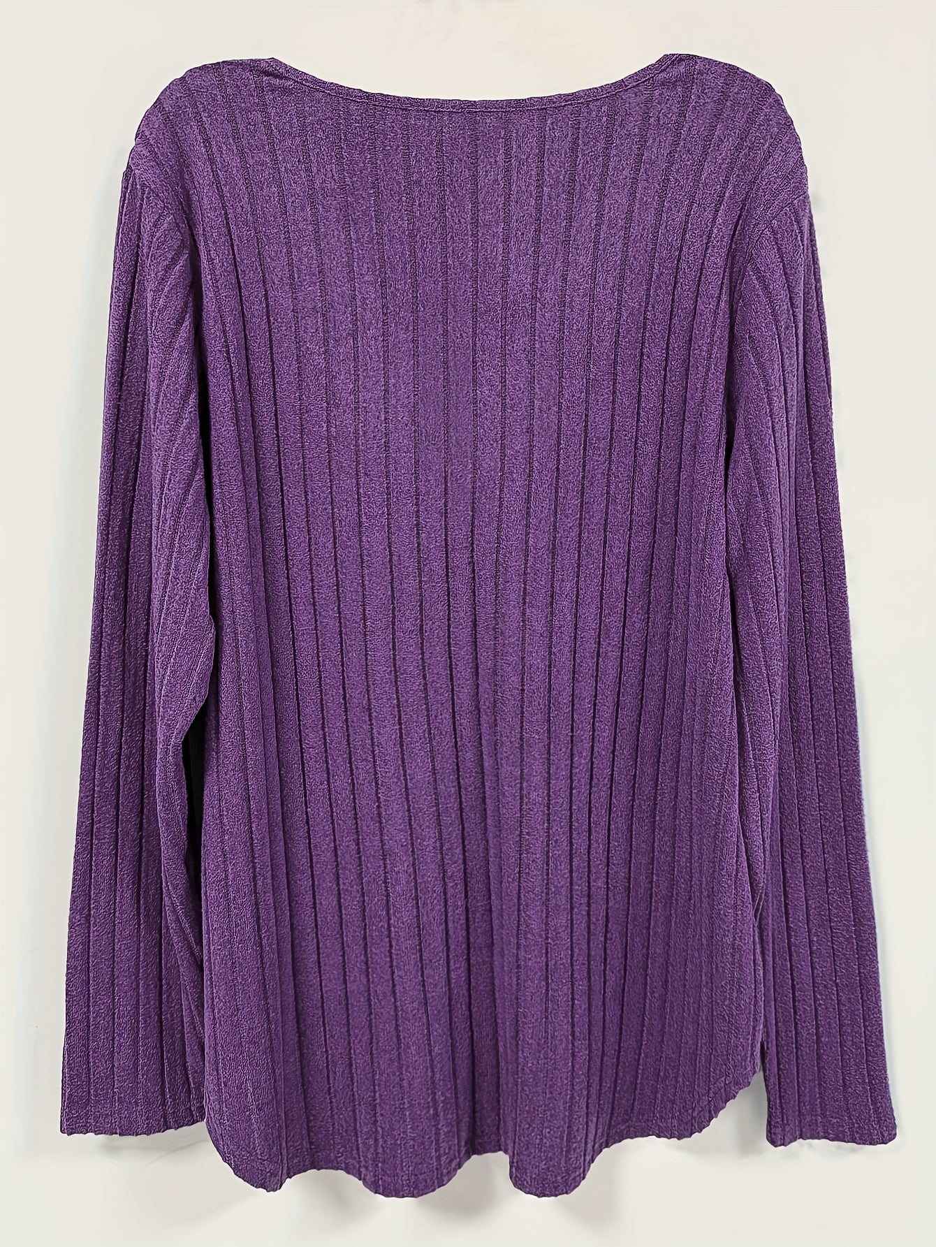 Women's Plus Size V-Neck Sweater Long Sleeve Knit Solid Color Fall Winter