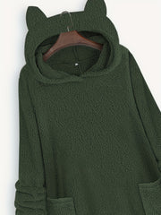 Plus Size Women's Fleece Hoodie Sweatshirt with Pockets and Long Sleeves