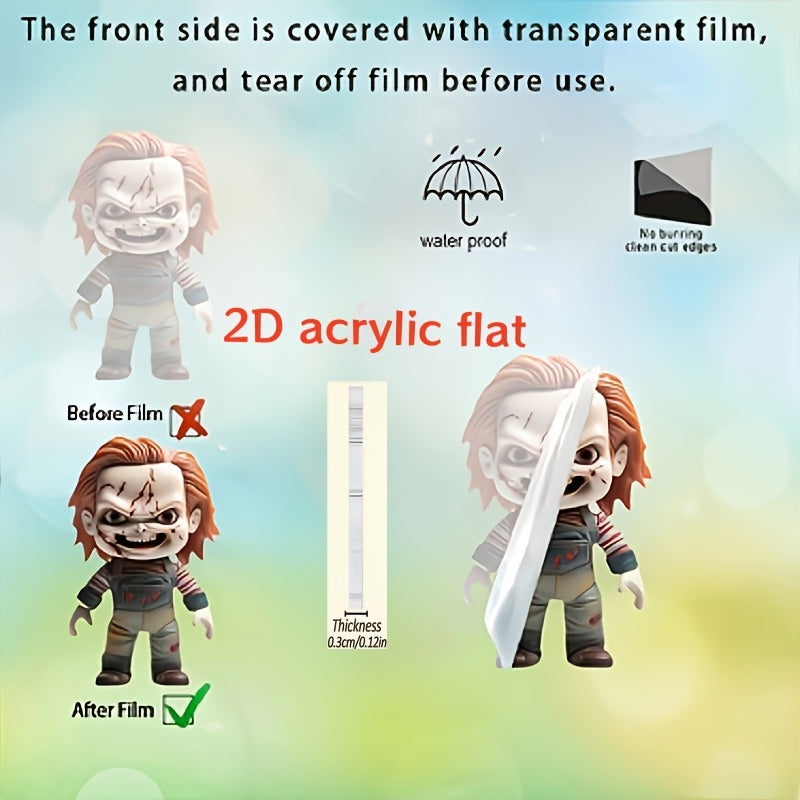 2D Flat Car Vent Clip Diffuser 2 Packs Handsome Horror Jason Ghost Pattern Freshens Car Interior