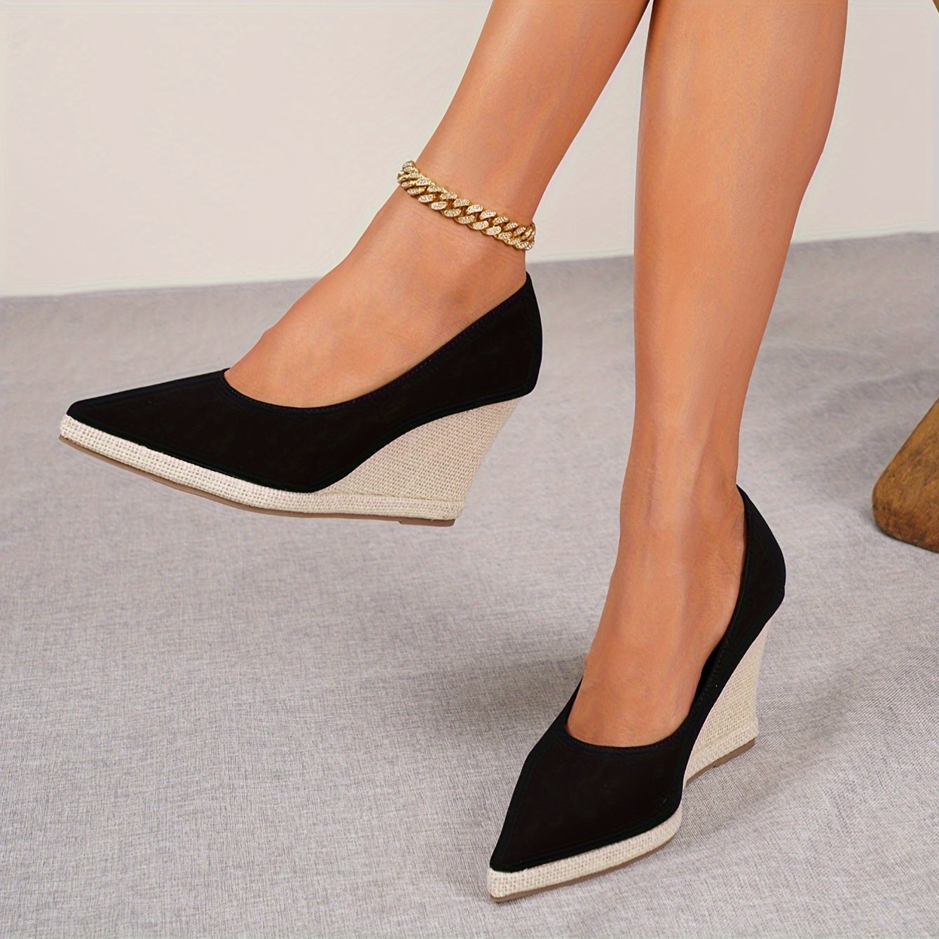 Women's Wedge Heel Shoes Thick Sole Slip-On Spring Autumn Footwear