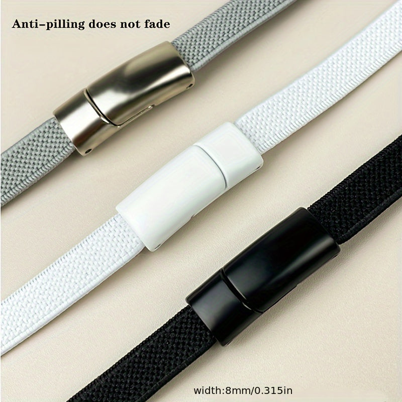 Unisex Mesh Elastic No-Tie Shoelaces 8mm with Magnetic Buckle