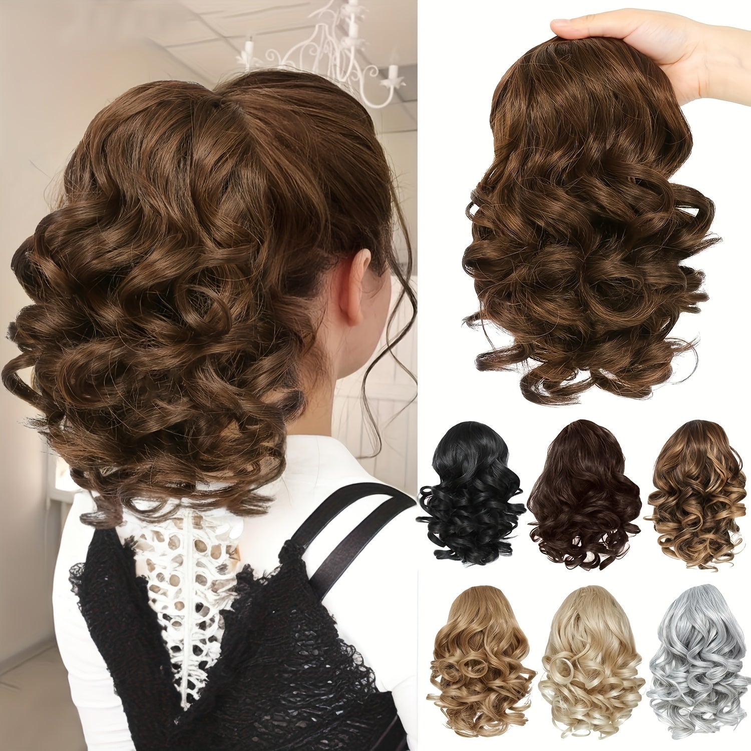Women’s Curly Wavy Synthetic Claw Ponytail Extensions for Instant Volume