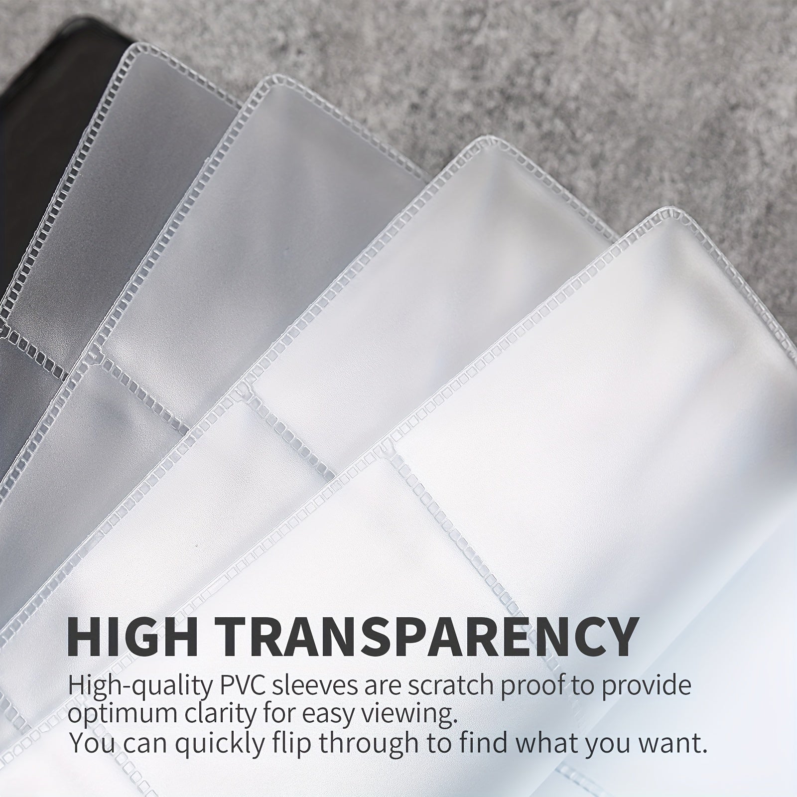 Erkaklar va ayollar uchun qora biznes karta saqlagichi, 240 ta karta sigʻimi bilan PVC choʻntaklar bilan tashkil etuvchi