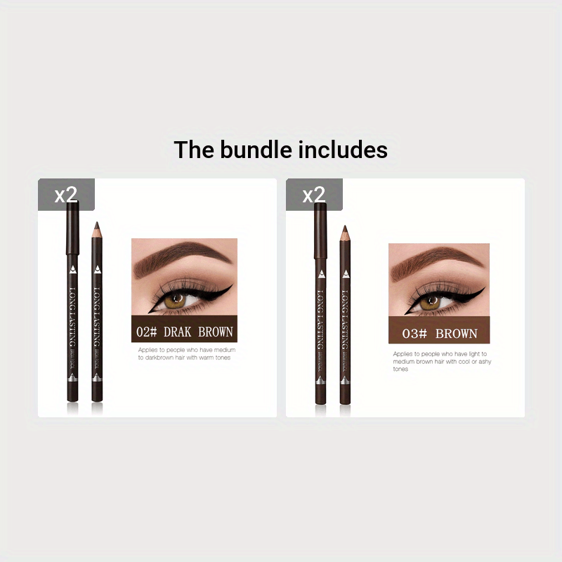 Lápiz de ojos, cejas y delineador de ojos impermeable para mujer 3 en 1 marrón negro mezclado