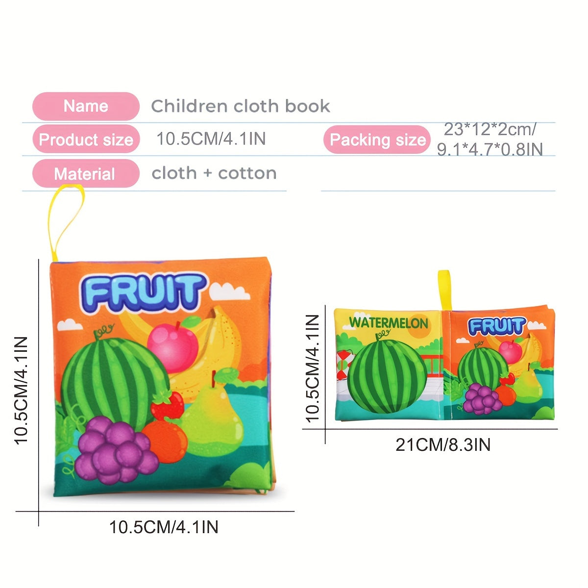 Baby Educational Toy Soft Baby Book for Learning Alphabet Numbers Fruits Animals for Ages 0-3