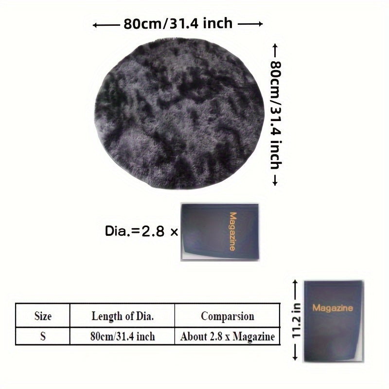 Ultra-Soft Plush Round Floor Mat Non-Slip Machine Washable Light Grey Black Grey